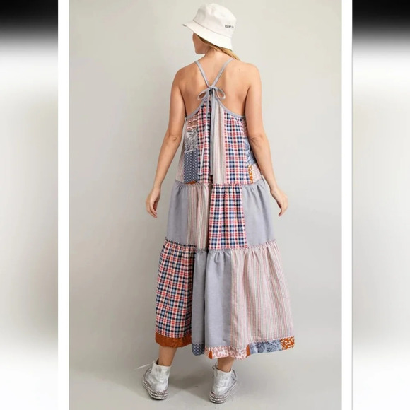 New! Easel Boho Patchwork Printed Maxi Dress - Picture 4 of 8